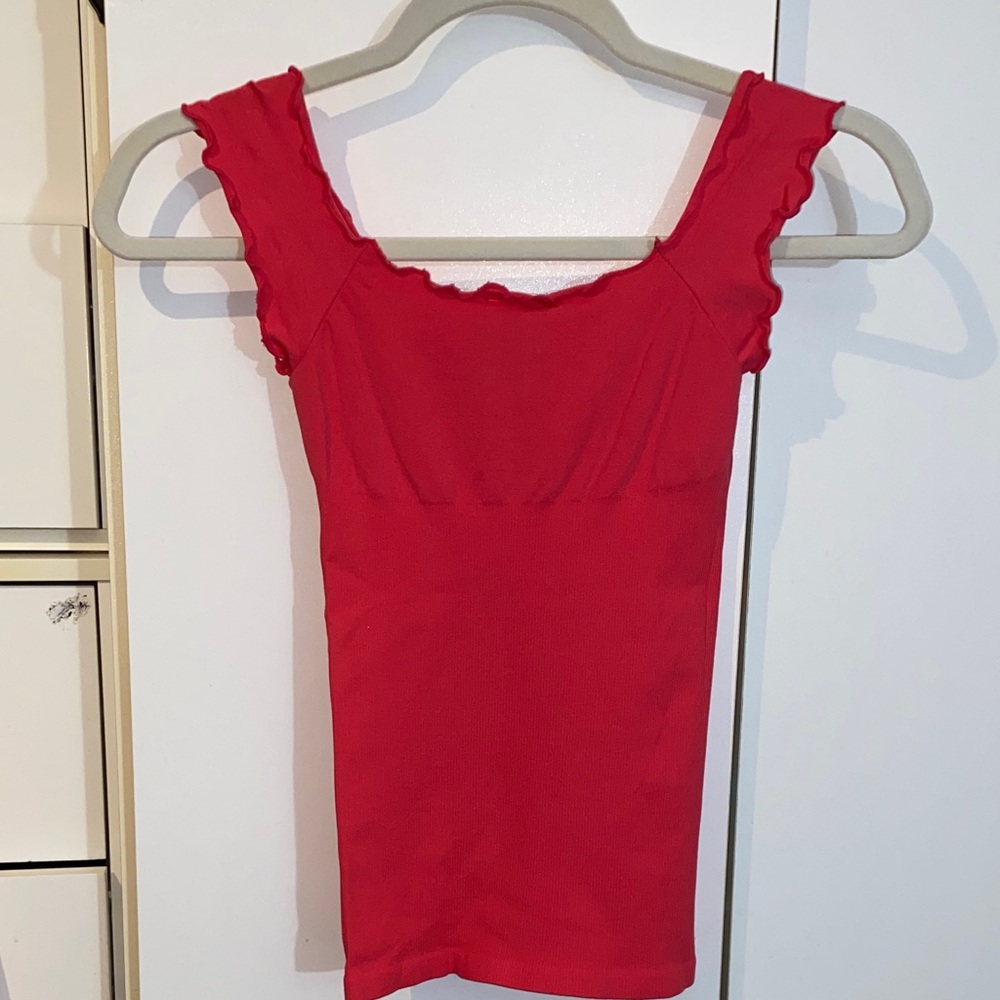 Coral Ruffled Women's Tank Top - Picture 6 of 13